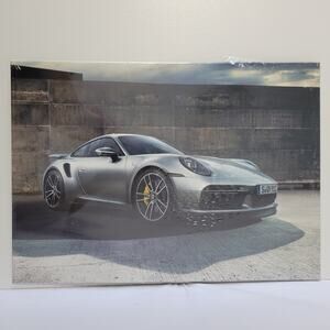 Displate Sleek Silver Porsche 911 on Concrete Metal Poster 12.5" x 17.5"  New